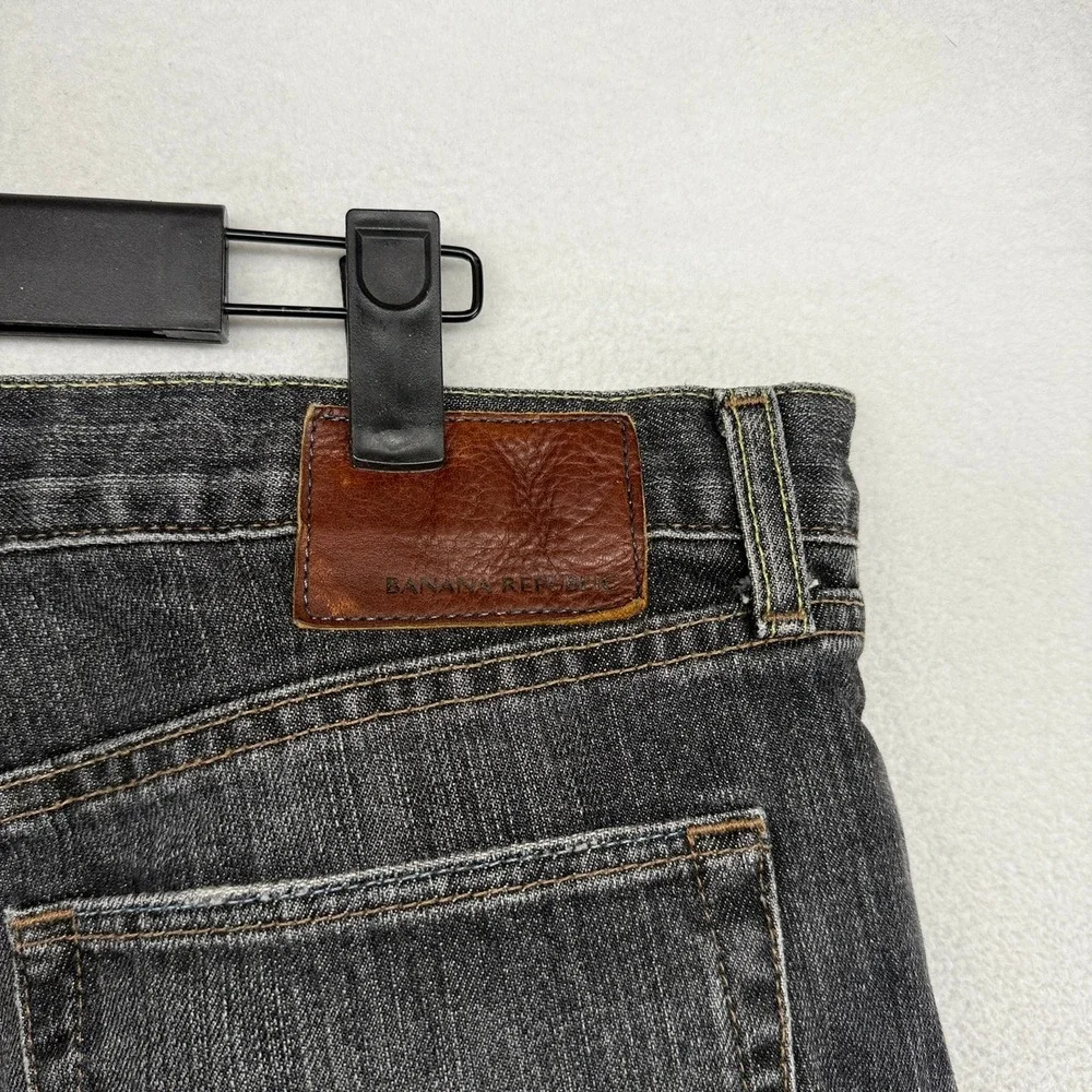 Vintage Banana Republic Jeans Mens 35x32 Black Faded Straight Whisker Honeycomb